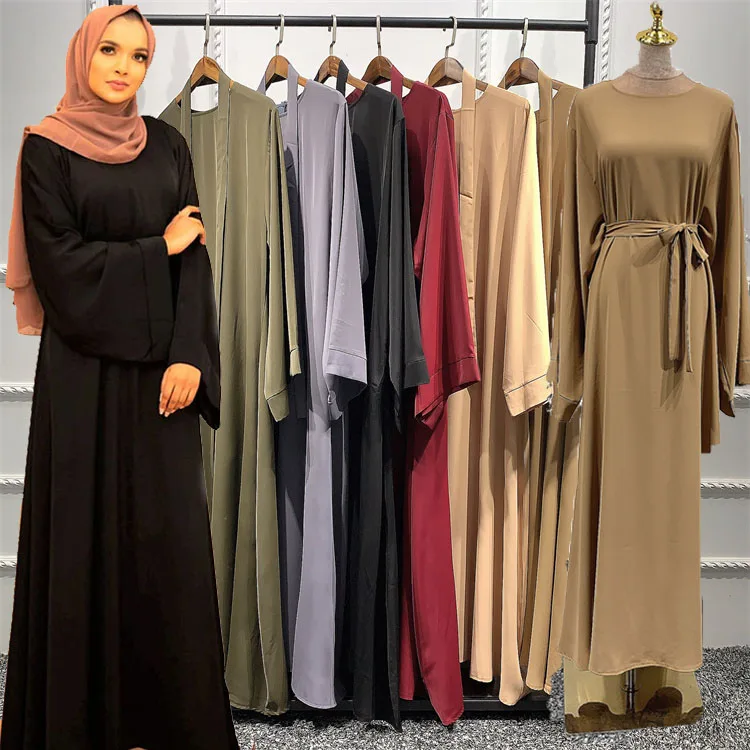 Abaya Dubai Turkey Solid Color Simple Modest Kaftan Islamic Clothing Abaya Muslim Dresses For Women