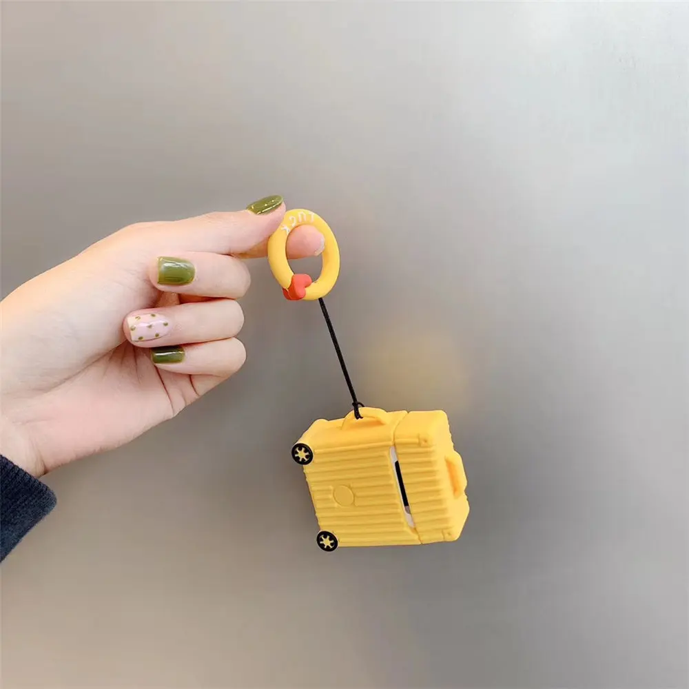 Cheap Earphone Accessories Suitcase Trunk Luggage Colourful Silicon Gel Rubber Protection Case For Airpods