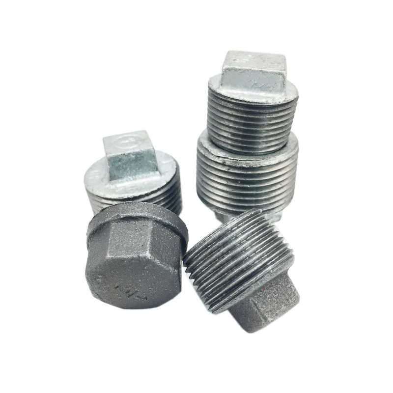 NPT thread  pipe fitting hot dip galvanized  malleable iron asni pipe plugs forged fittings hex/round plug