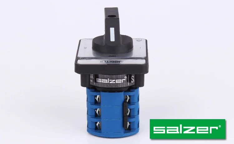 Salzer Ammeter Switch SA16 16 Amp  OFF-R-Y-B 61325 48X60mm Rotary cam switch selector switch (TUV,CE and CB Approved)