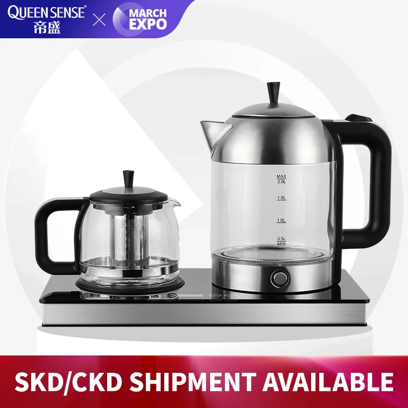 New arrive 2 L Electric Kettle Tray Set Glass Electric Kettle Tea Maker With Glass Teapot With Temperature Control base