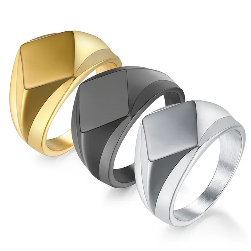 316L Stainless Steel Men Metal Ring 18K Gold Rings Jewelry Iran Antique Beautiful Cheap Black Ring for Men