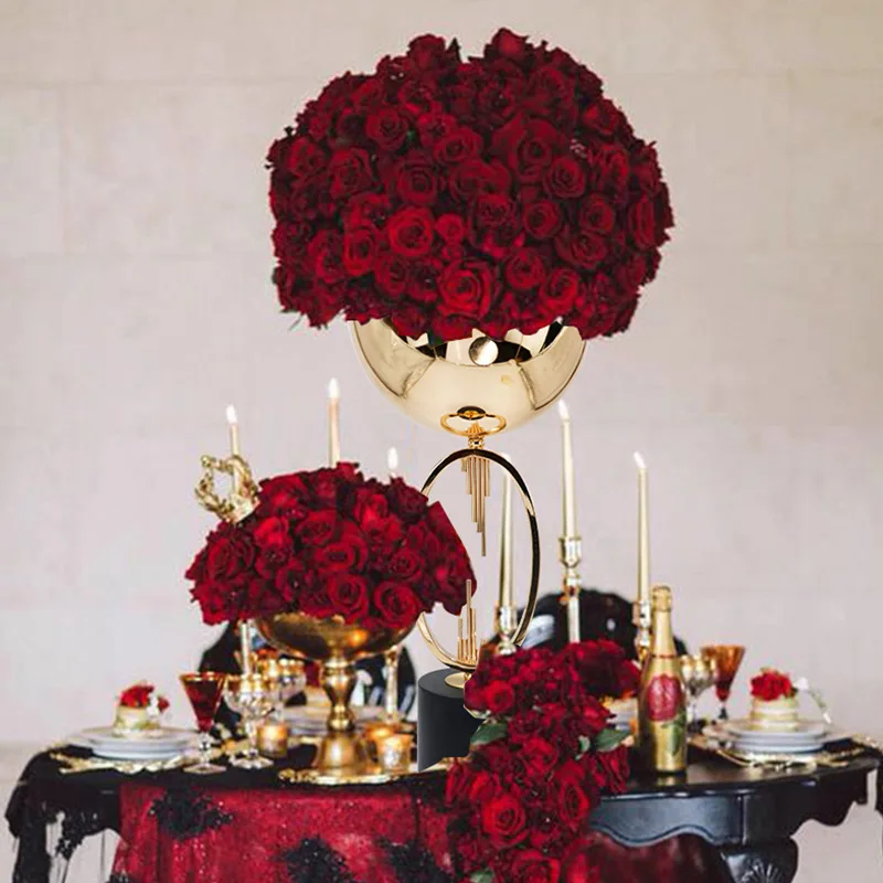 Wedding Party Table Decoration High Quality Creative Desktop Modern Art Metal Road Lead Flower Stand
