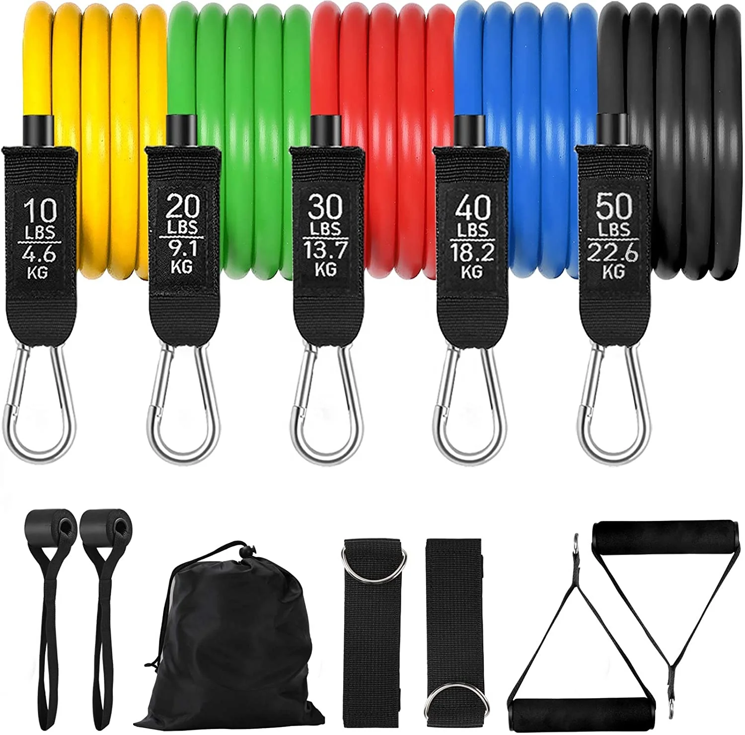 Resistance Bands Set, 12 Pack, Exercise Bands for Indoor And Outdoor Use. Gym Equipment. Accessories include Handles,Foot Straps