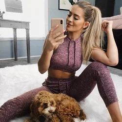 Gym Wear Athleisure Sportswear Crop Top And Leggings Suit Athletic Apparel Fitness Clothing Sets Yoga Top Pants