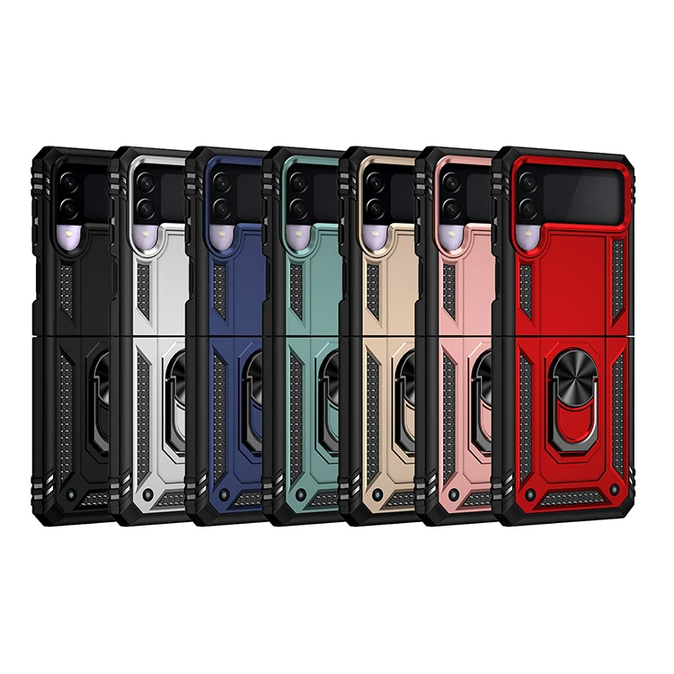 For Samsung Galaxy Z Flip 3 Case Hybrid Silicone Magnet Car Holder Ring Phone Case for Galaxy Z Flip 3 Z Flip3 5G Cover