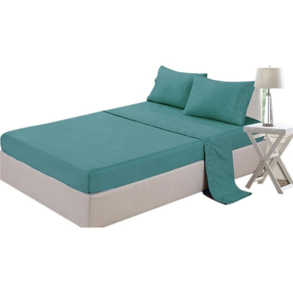 Однотонная протектор постельного белья из микрофибры, роскошная вышивка, 100% полиэстер, 4 шт., 6 шт., для взрослых, на заказ