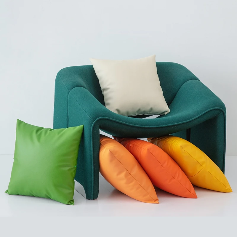 Decorative Throw Pillow Cover Soft Leather Luxury Cushion Cover Solid Color PU Faux Leather Pillowcase