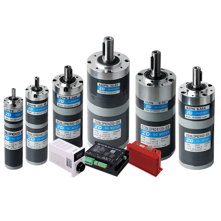 ZD 32mm 42mm 52mm 62mm 72mm 82mm 10W 20W 40W 60W 90W150W 200W 12v 24V 48 volt Brush or  Brushless DC Planetary Gear Motor