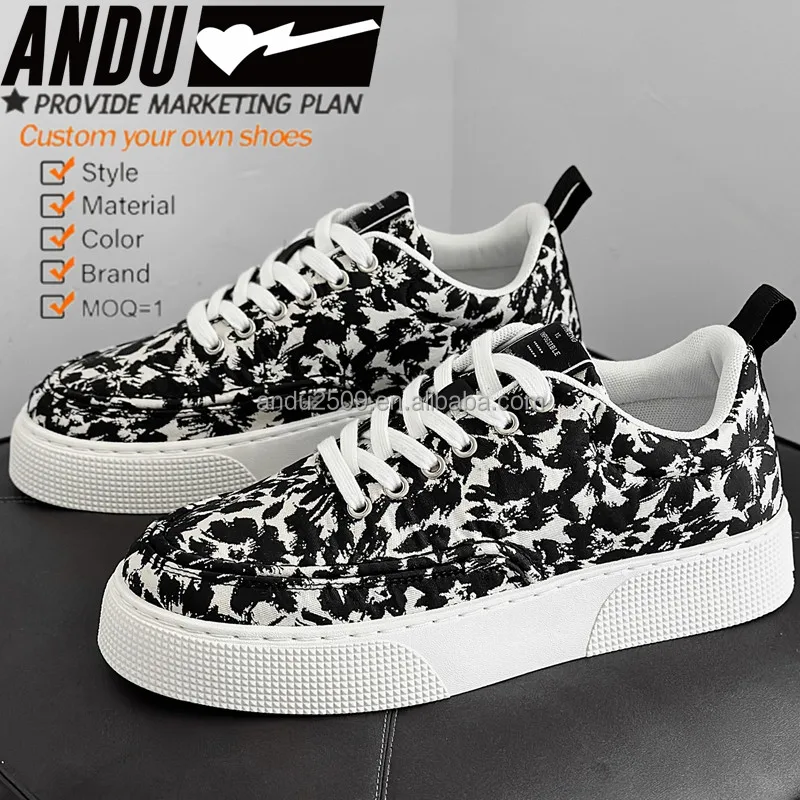 Spring Autumn Fashion Men Canvas Shoes Height Increasing Platform Shoes Vulcanized Casual Canvas Trendy Flat Walking Shoes