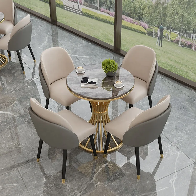 Marble Top Dining Table Set Simple Gold Legs Small Size Cofe Slate Dining Table Set