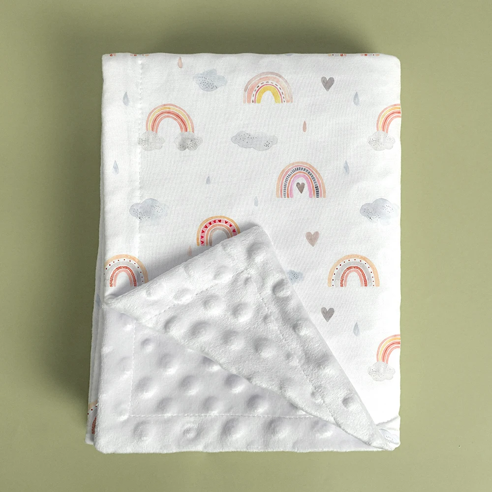 2024 new design Custom Size super soft Fleece Baby throw Blanket Plush Double Layer Minky Dot Warm kids Baby Blanket