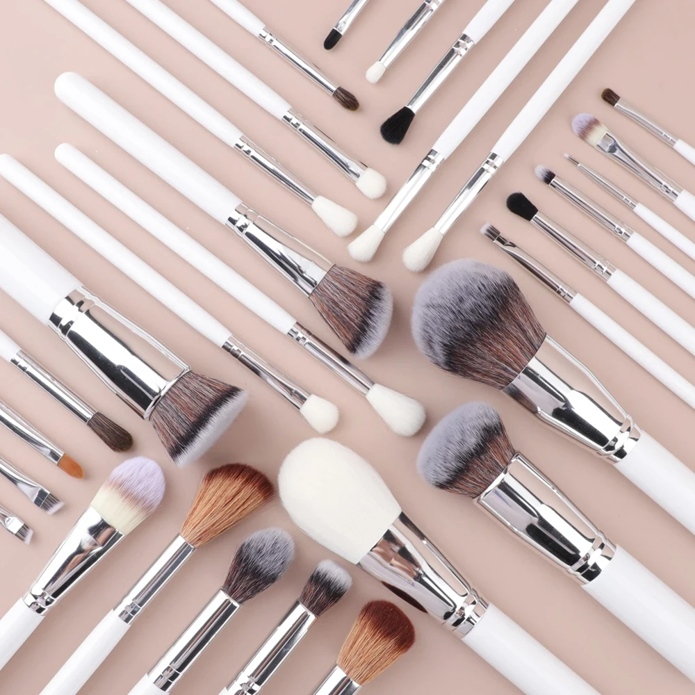HMU Make Up Brushes No Brand 16pcs 26pcs 30pcs Pink White Vegan Synthetic Hair Professional Make Up Brushes With Custom Logo