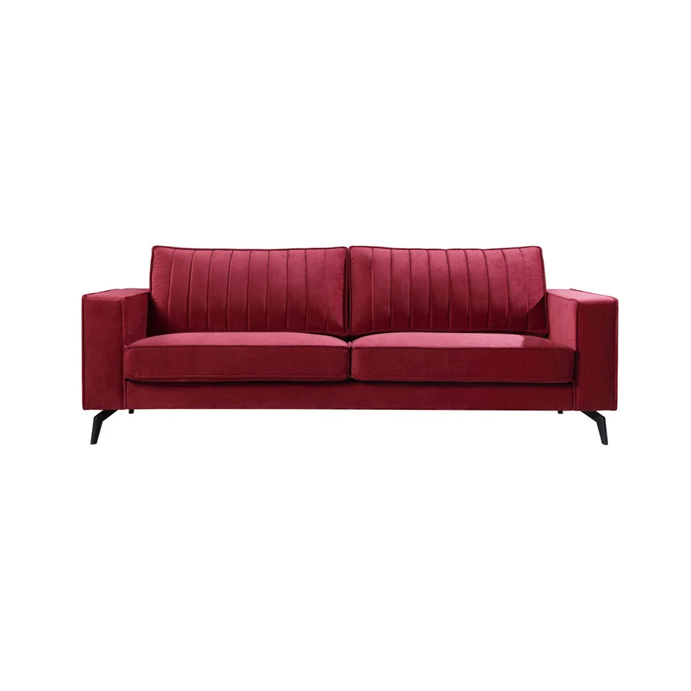 Modern Simple Design Hotel Custom Knockdown Upholstered Blue Fabric Leisure Velvet Chesterfield Sofa 2 Seater Apartment