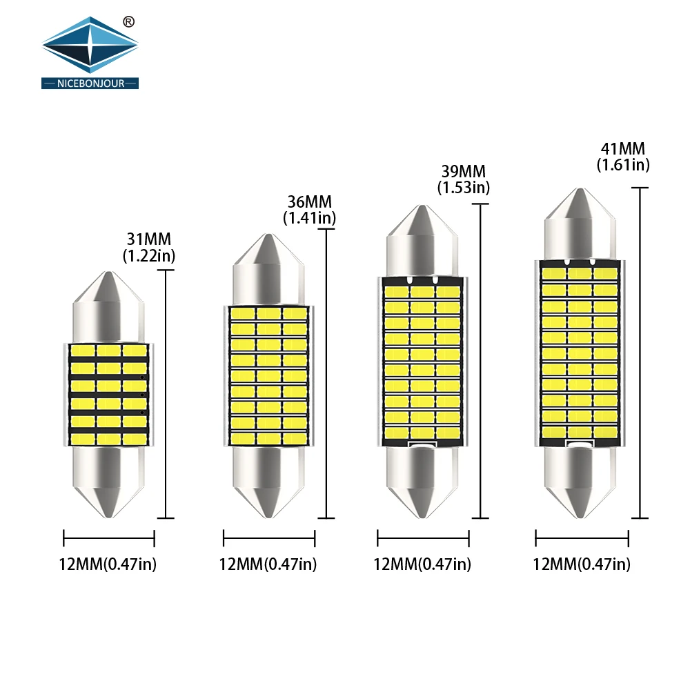 12V 24V 3014SMD White Dome Light C5W C10W Led 31mm 36mm 39mm 41mm C5W Bulb