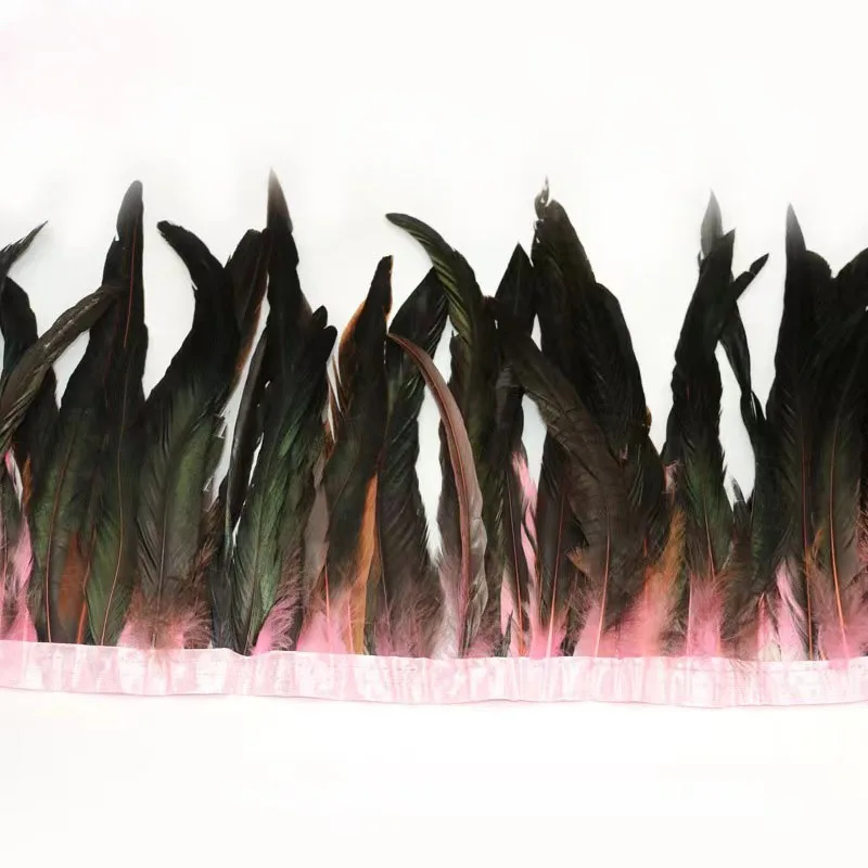 10-12inch (25-30cm) Decor Half Bronze Coque Rooster Feathers Fringe Ribbon Trim Carnival Festival Cock Tail Feather Trimming