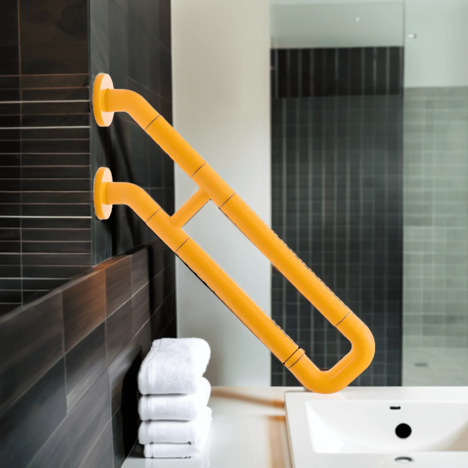 Hot Selling ABS Nylon 135 Degrees Fixed Thickened Bathroom Grab Bar Stainless Steel Safety Toilet Handle Shower Assist Handrail