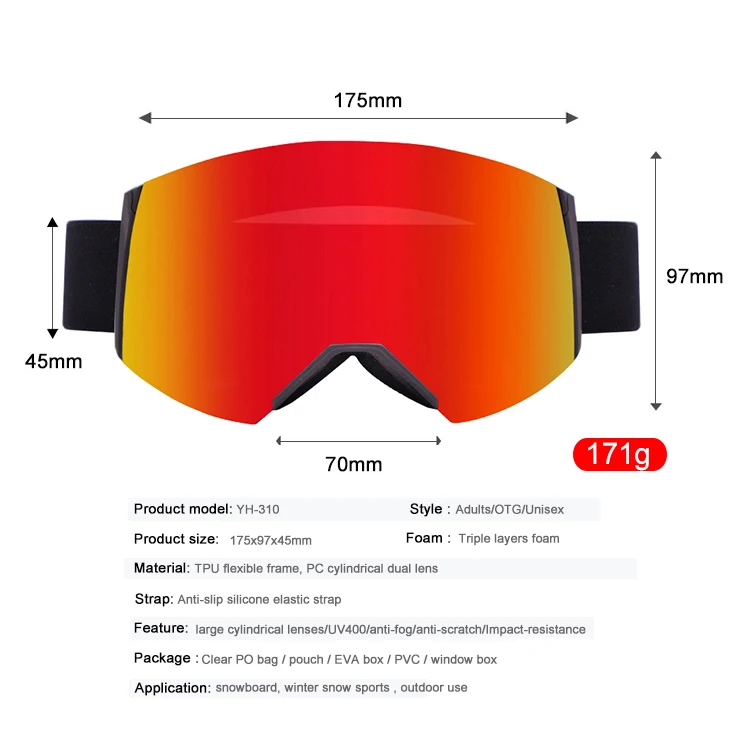 CE EN174 certified OEM ODM low MOQ custom snowmobile goggles, side-lock snowboard goggles magnetic snow glasses ski goggles