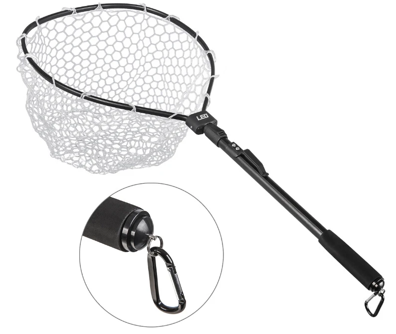 High Quality Buy For Catch Fish Rubber Carbon Fiber Types of Flying Handing Trammel Multifilament Fishing Landing Net Light Trap