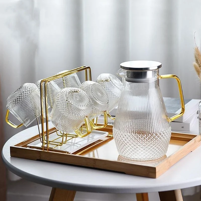 1.5L Amber Glass Cold Kettle Heat Resistant Borosilicate Color Glass Water Pitcher Glass Carafe with Filter