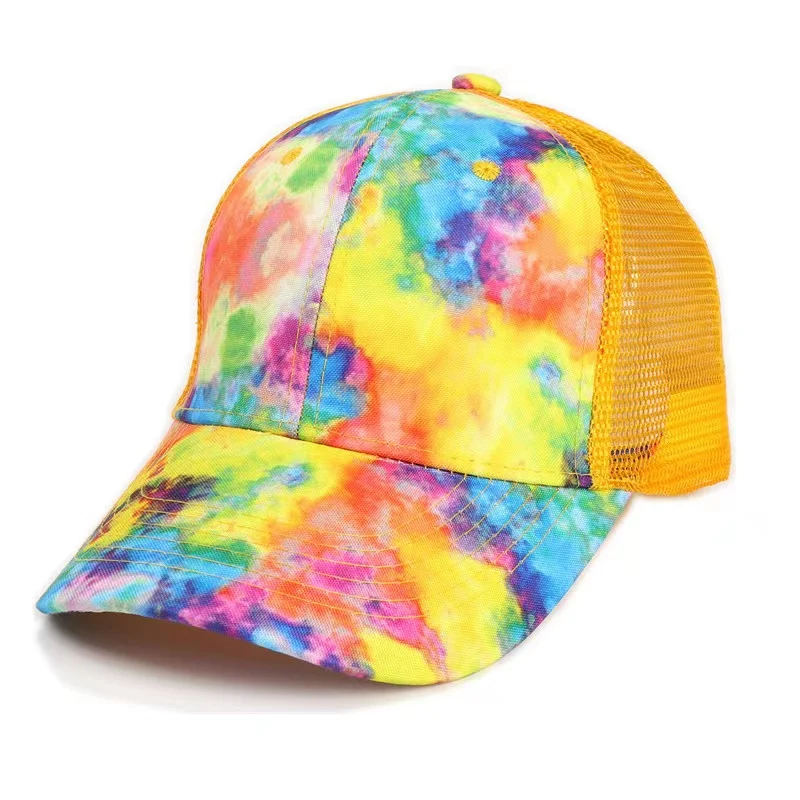 Сетчатая Кепка Tie Dye, популярная стильная Регулируемая Солнцезащитная летняя уличная Кепка Для Взрослых, женская кепка, бейсбольная кепка с узором
