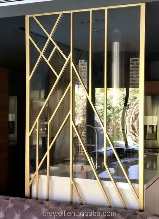 Crewell  Manufacturer Latest Design Metal Brass Hairline Welding Room Divider for Villa-artificial Tree