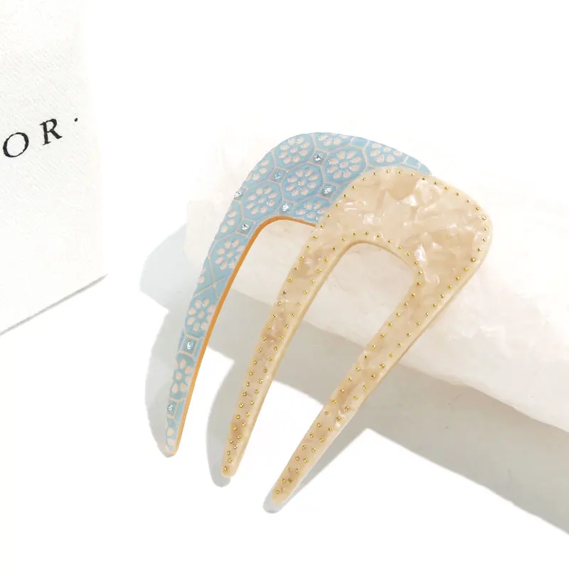 XinMei custom eco friendly cellulose acetate hair combs hairpin wholesale two toned hairpins Japanese designer hair pin combs