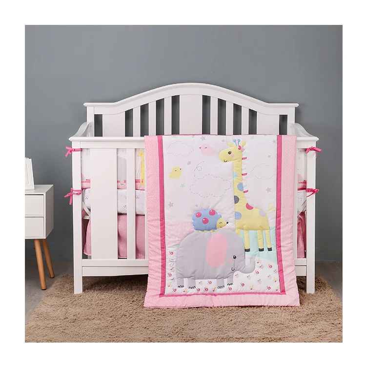 Custom 4Pieces Cheap Cotton Crib Bedding Set Cot Bed Linen Baby Comforter Set Baby Nursing Baby Crib Bedding Set