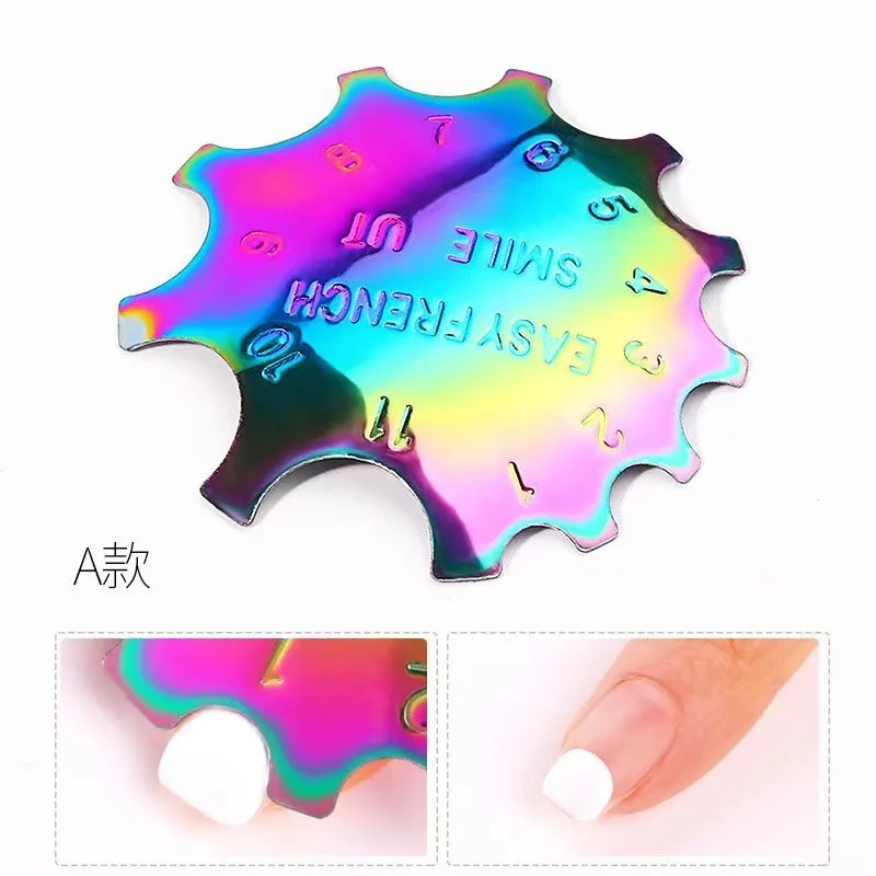 3D Nail Art Tools Gold Color French Manicure Template Model Silver Nail Easy Cutter Smile Nail Template Tools For Wholesale