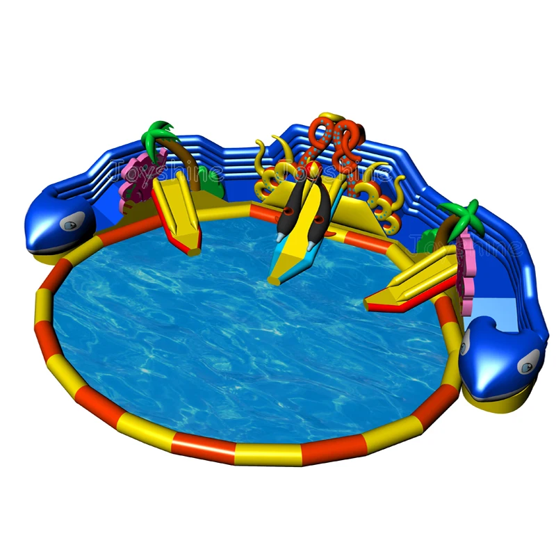 China Inflatable Water Park Manufacturer Water Play Equipment Whale Fun Park Slide With Pool