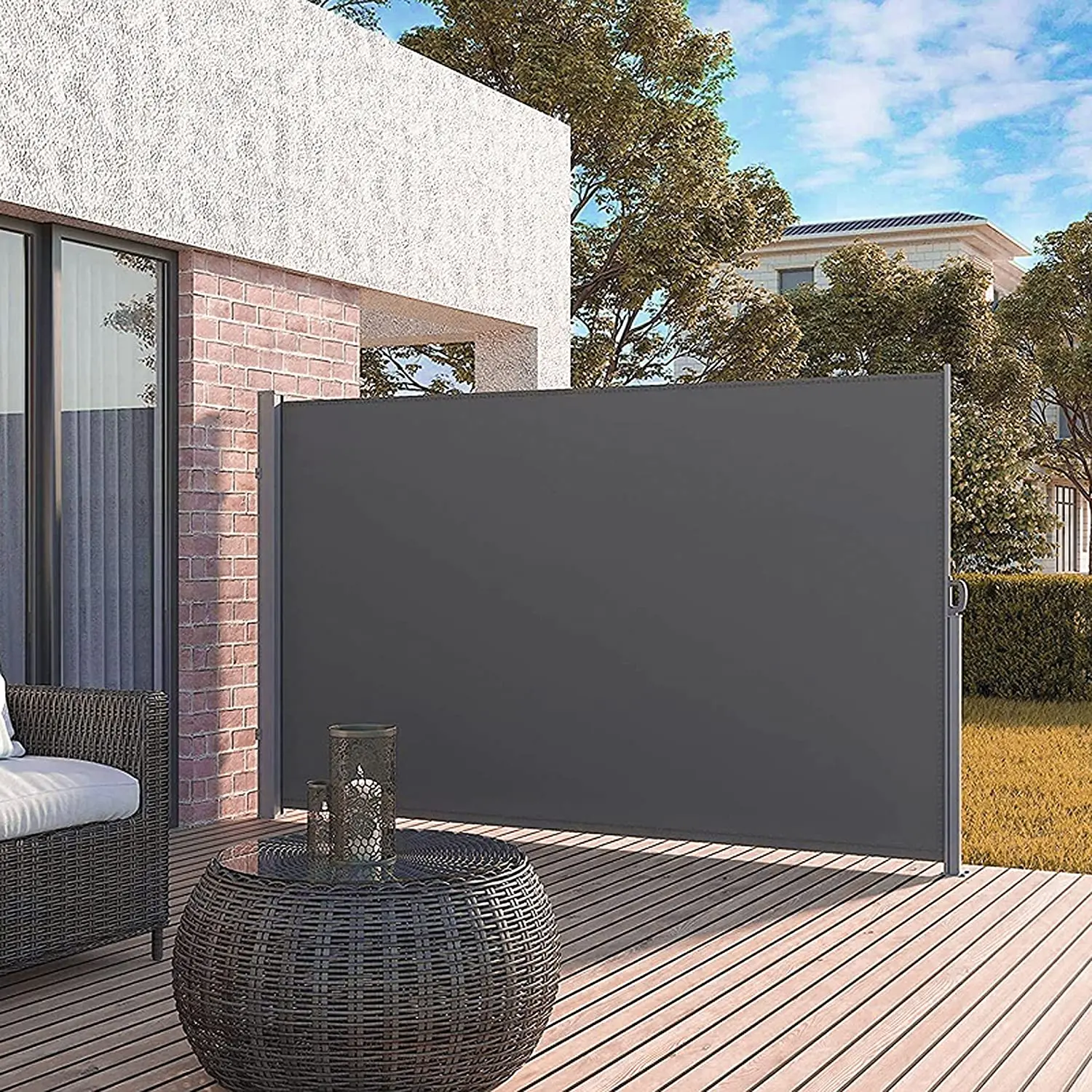 Free ship to us Folding Sun Shade Aluminium Garden Side Awning Retractable Side Awning