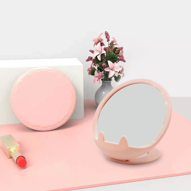 Новое поступление, портативное зеркало для макияжа в форме сердца с собственным логотипом, блестящий милый маленький карман, косметическое зеркало