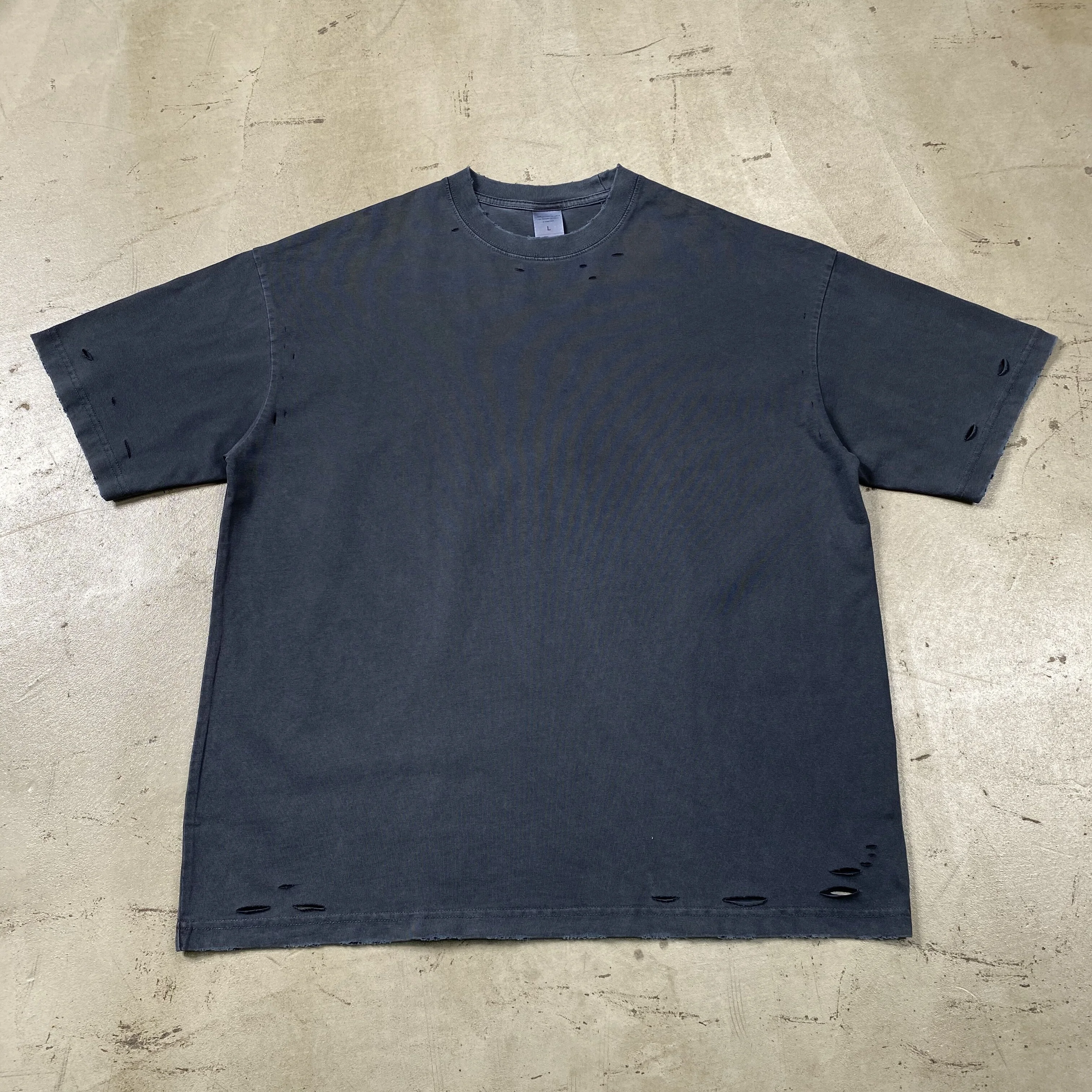 Streetwear Distressed Vintage Hole T-shirt Heavy Weight Men High Quality Cotton 260GSM Tshirt Custom Blank Solid Color Tshirt