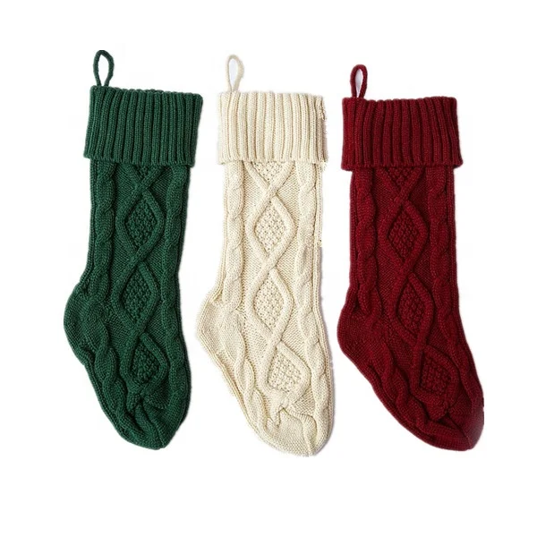 Custom Hot sale Large 46CM knitted yarn candy socks home decoration ornament gift bag Christmas stockings