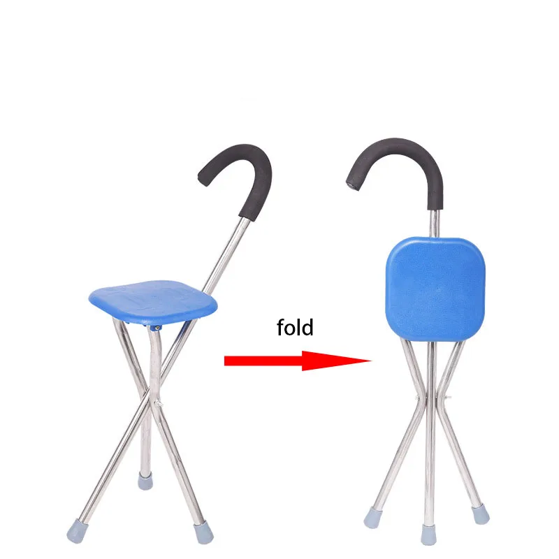 Three Legs Cane Chair Stainless Steel Stool Elderly People Outdoor Travel Cane Chairs Portable Cane Stool