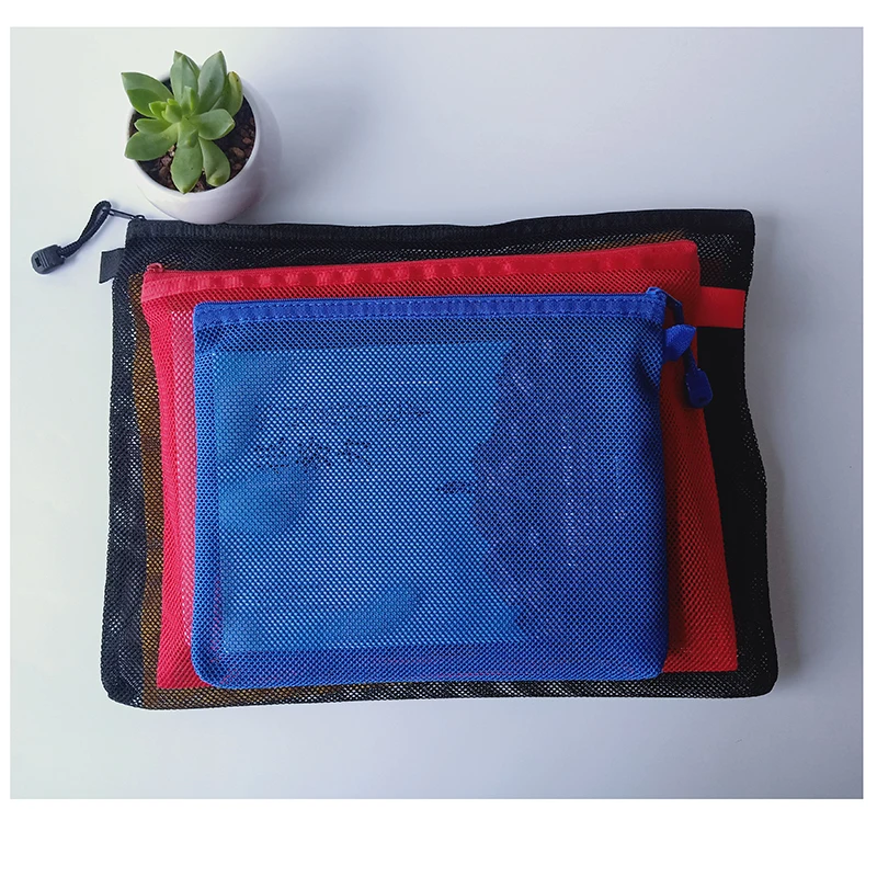 Pencil Pouch Soft Composite Membrane Mesh Bag Large Capacity Pure Zipper pen bag