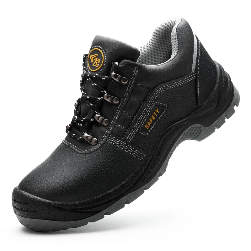 S1P Safety Shoes With Steel toe , low cut safety shoes embossed leather men work shoes with PU outsole