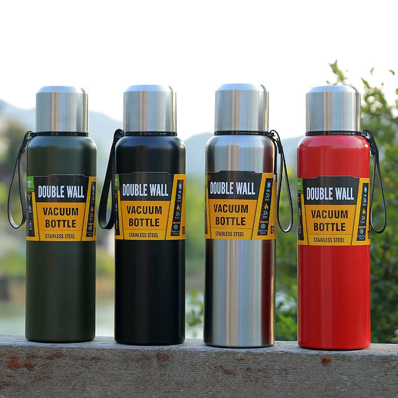 Water Bottle Custom Double Wall Insulated Stainless Steel Metal Vacuum Thermal Flask 1000ml Portable Thermos With Handles