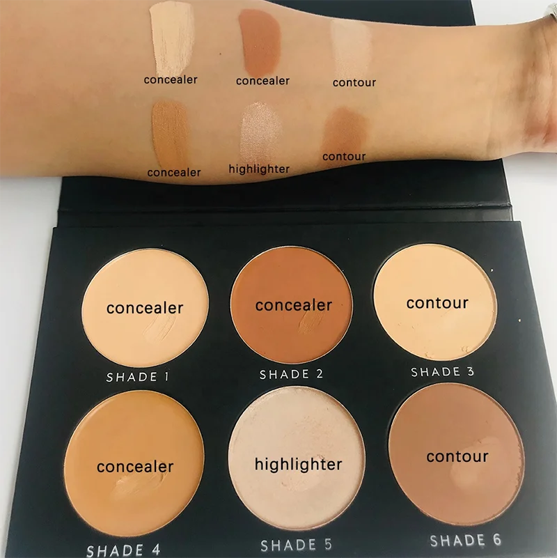 Cosmetic Private Label For Custom Face Retouching Contouring Powder 6 Colors Contour Palette Highlight Make Up Palette