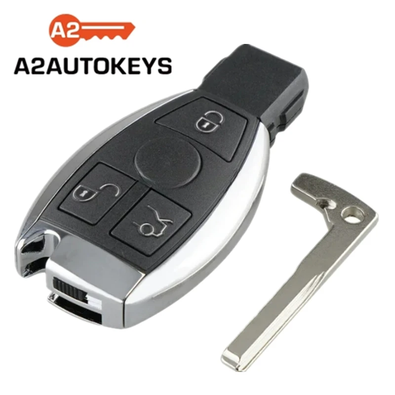 A2AUTOKEYS For Mercedes Benz Year 2000+ Supports Original NEC and BGA 3 Buttons 315/433 MHZ Smart Remote Car Key