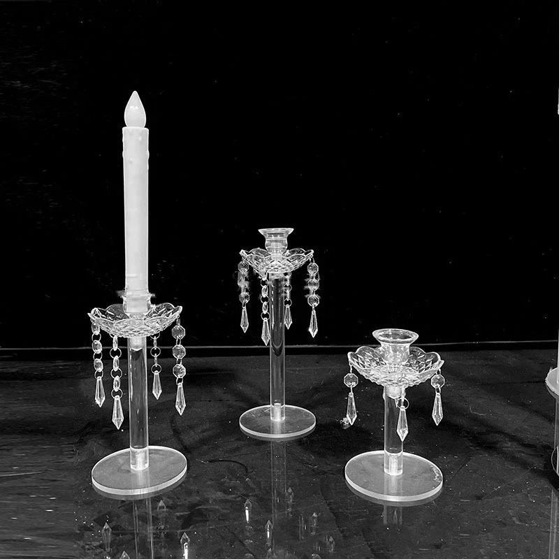 New Modern Transparent Single Candelabra Acrylic Candle Holders wedding candlestick for wedding table centerpieces decoration