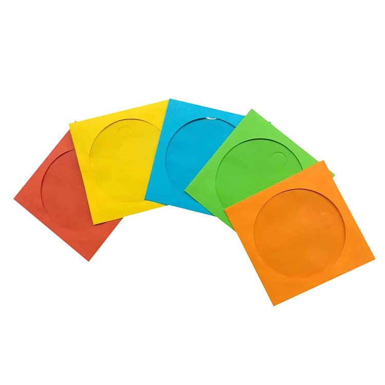CD/DVD Paper Sleeve Envelopes Paper Storage Envelope Sleeves Heavy-Duty Paper and Clear Plastic Window Multi-Color