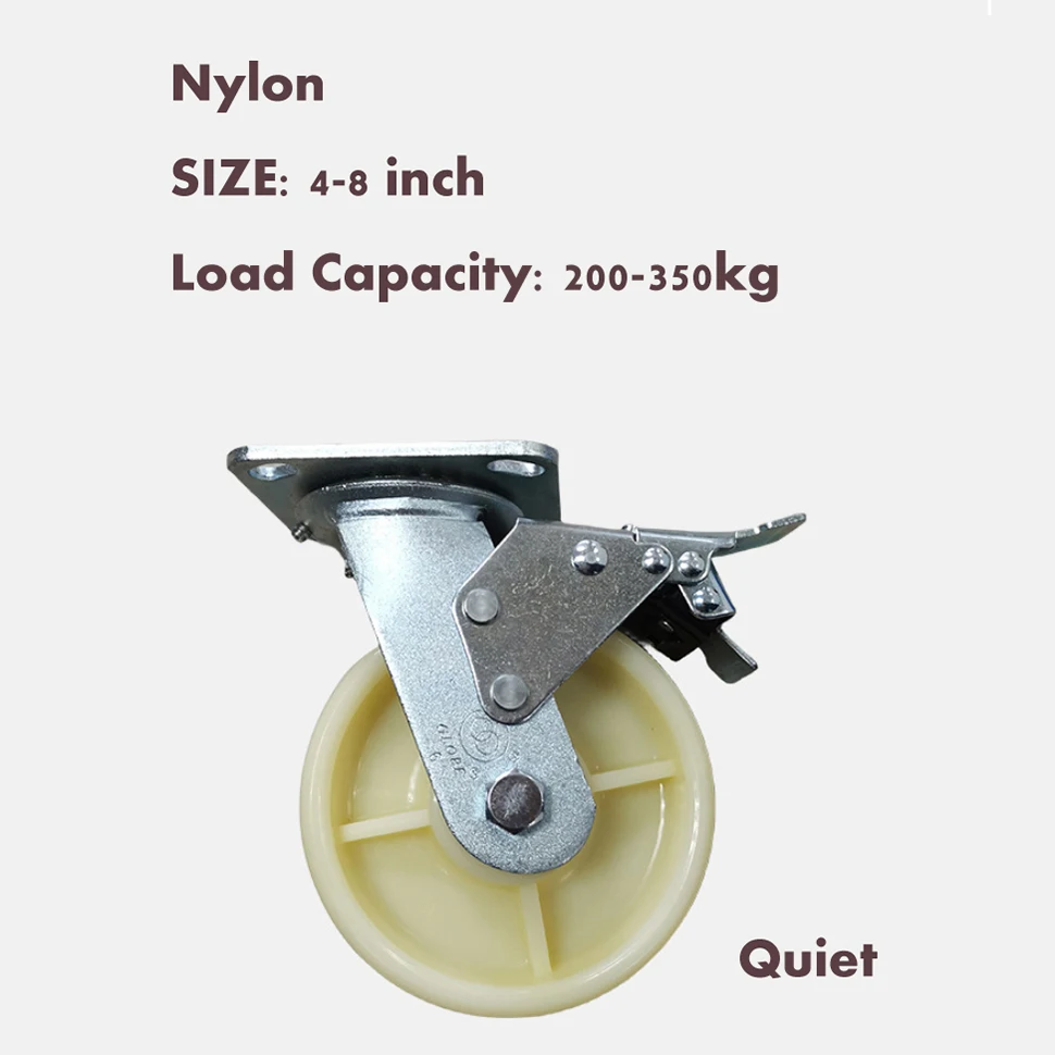 High Standard  Universal Wheels Omni-directional Castor Wheel Rubber Quiet Casters with Brakes for Removal Van Guided Vehicle