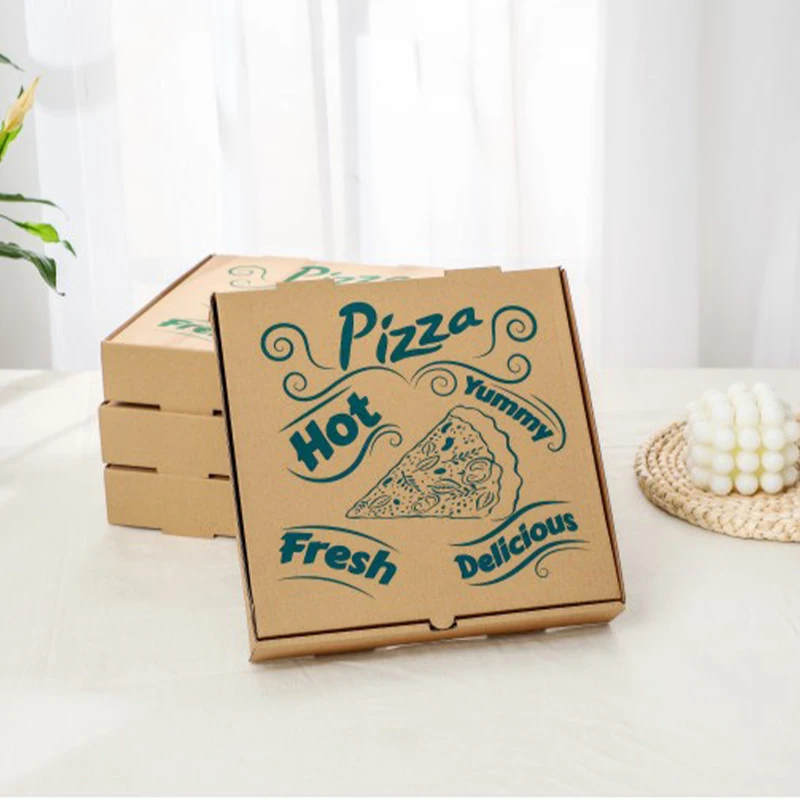 Food grade custom logo paper pizza box printing corrugated paper kraft pizza box