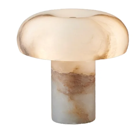 Scandinavian Designer LED Desk Lamp with Minimalist Study Modern Marble Table Lamp for Bedroom Touch Control Stone Shade