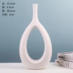 New Factory Custom Circle modern unique hollow ceramic doughnut donut flower vase for dining table with hole