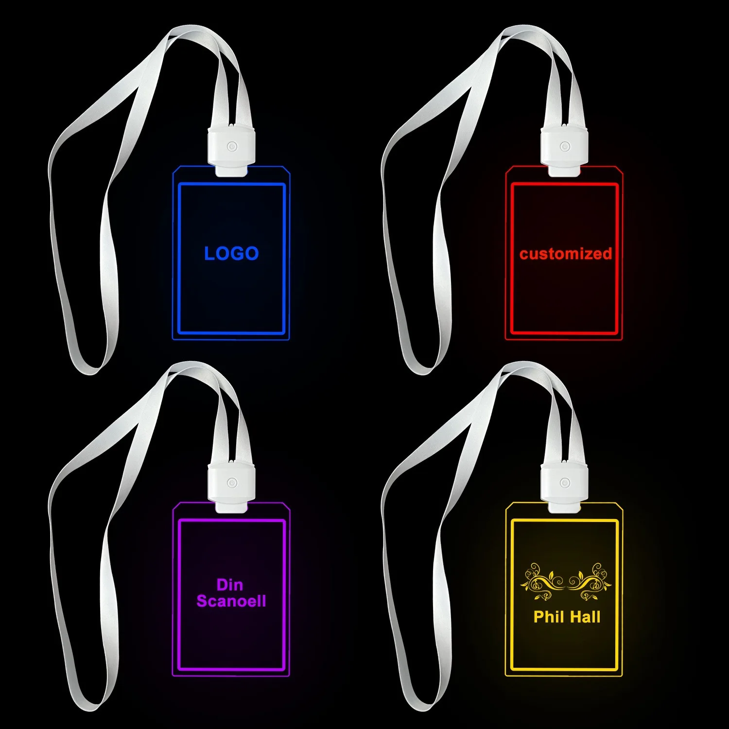 New Product Custom Logo Promotional LED Blank Acrylic Badge Holder