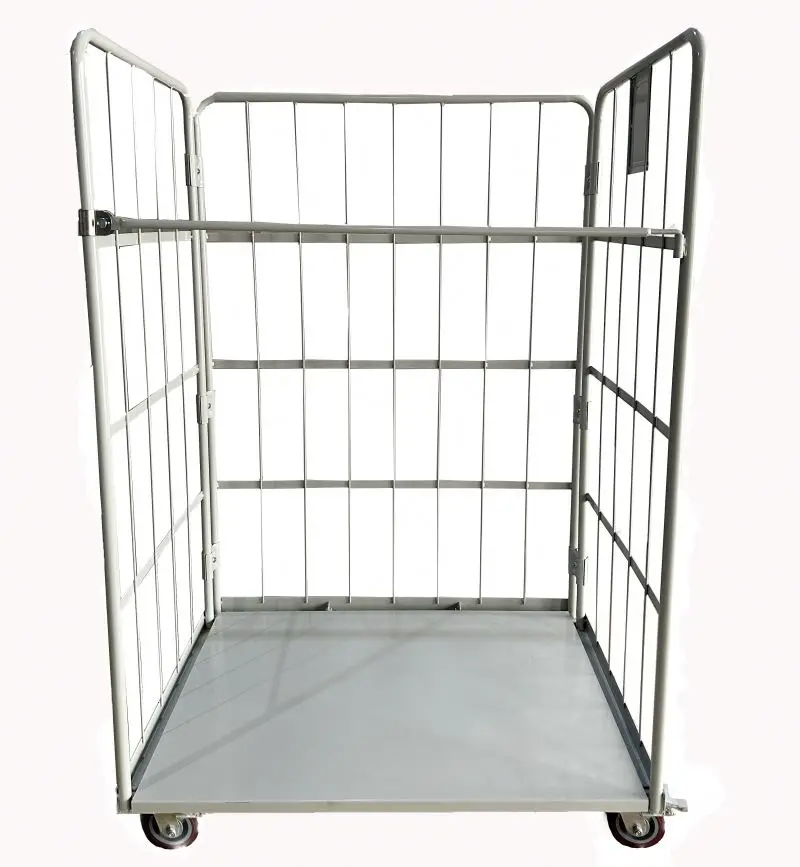 4 sided foldable roll cage container pallet cage trolley with door