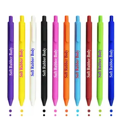 customized good quality gift rubber finished plastic promotional ball pen with custom logo-Black gel ink ball pen