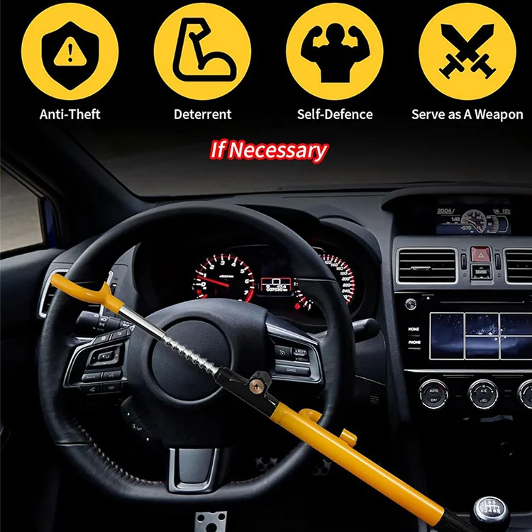 Xiangta Anti Theft Cable Seat Safety Belt Steering Wheel Lock Functional Alloy Steel Steering Lock for Car